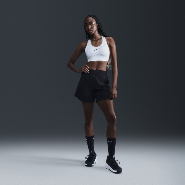 Nike Swoosh Logo Sports Bra - White/Black