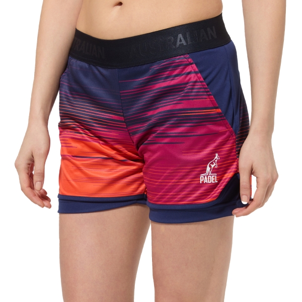 Falda y Shorts Padel Mujer Australian Gradient Lines 2 in 1 4in Shorts  Blu Cosmo PADSH0005842