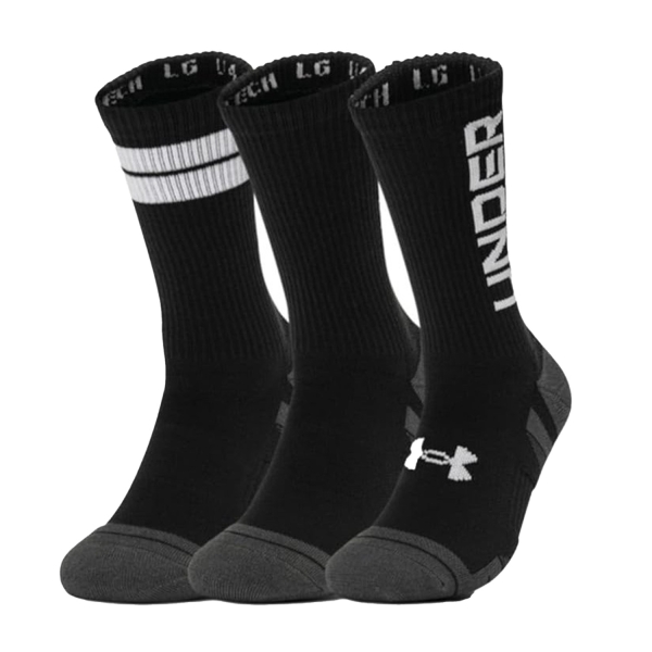Padel Socks Under Armour Performance Tech Crew x 3 Socks  Black/White 13795150002