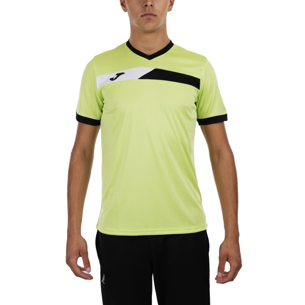 Camiseta Padel Hombre Joma Court Camiseta  Lime Punch/Black/White 103212.426