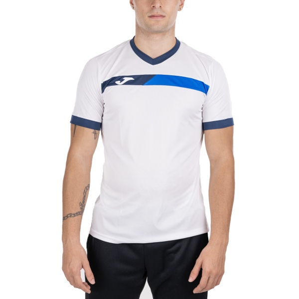 Camiseta Padel Hombre Joma Court Camiseta  White/Royal/Dark Navy 103212.207