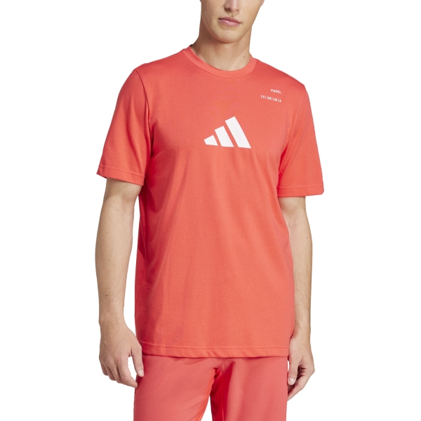 Camiseta Padel Hombre adidas Graphic Logo Camiseta  Semi Lucid Red JD6016