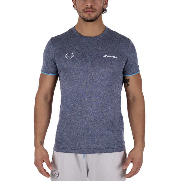 Camiseta Padel Hombre Babolat Juan Lebron Crew Logo Camiseta  Estate Blue/Heather 6MS250114005