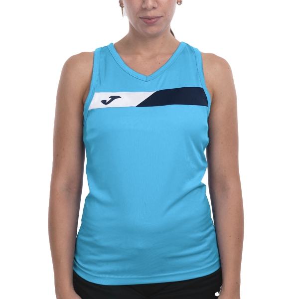 Top Padel Mujer Joma Court Top  Fluor Turquoise/Dark Navy/White 901862.013