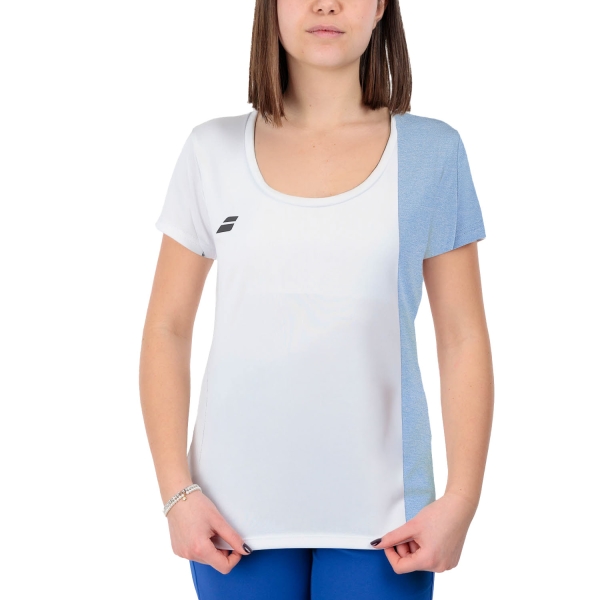 Camiseta y Polo Padel Mujer Babolat Play Cap Pro Camiseta  White/Blue 3WTF0111095