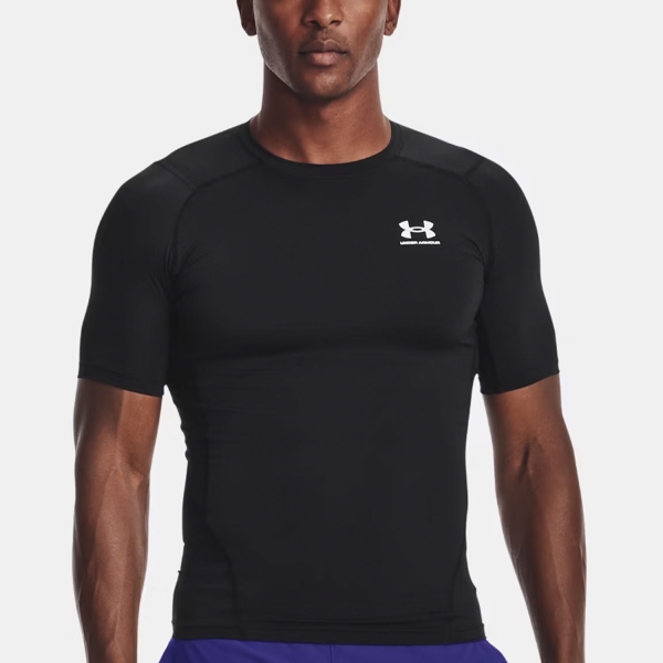 Maglietta Padel Uomo Under Armour HeatGear Compression Maglietta  Black/White 13615180001