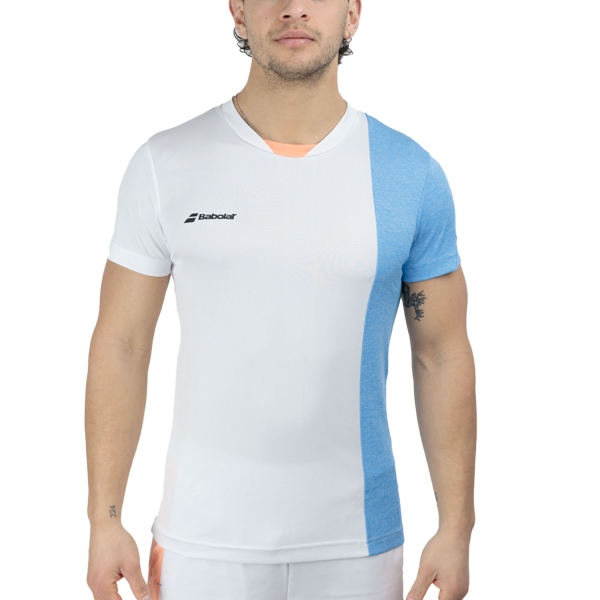 Camiseta Padel Hombre Babolat Play Crew Pro Camiseta  White/Blue 3MTF0111095
