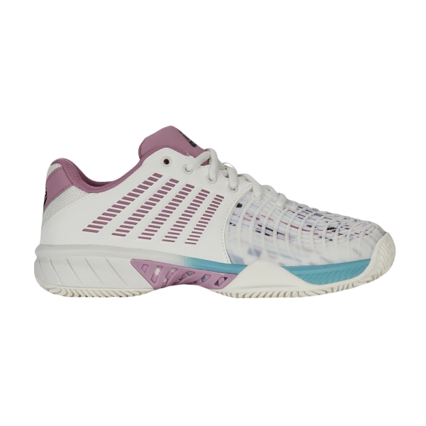 Women's Padel Shoes KSwiss Express Light 3 Padel  Snow White/Lilas/Pastel Turquoise 98900966M