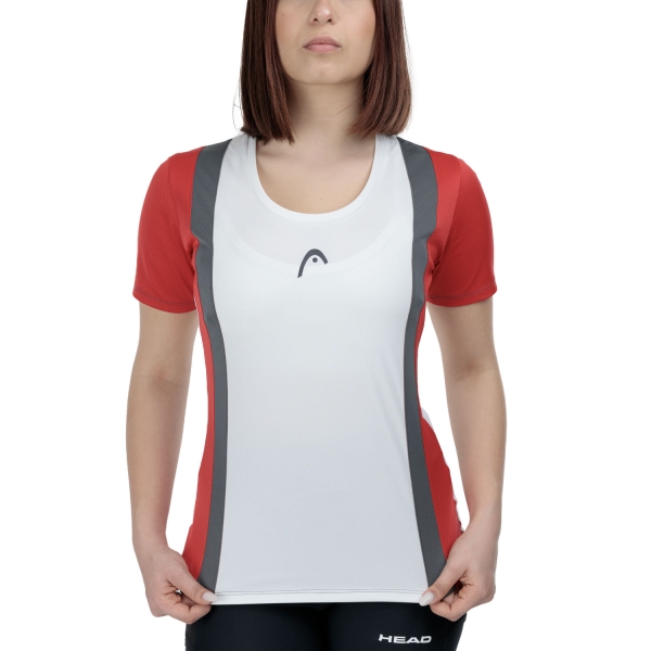 Maglietta e Polo Padel Donna HEAD Club 25 Tech Logo Maglietta  Red/White 814725RDWH
