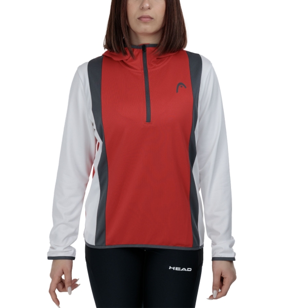 Maglie e Felpe Padel Donna HEAD Club 25 Tech Felpa  Red/White 814765RDWH