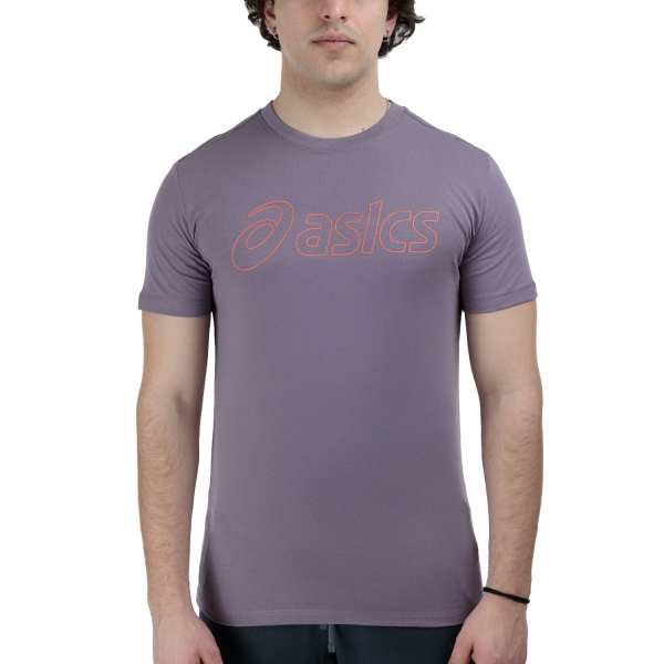 Maglietta Padel Uomo ASICS Logo Maglietta  Lavender Grey/Coral Reef 2031E188500
