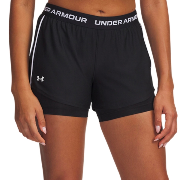 Falda y Shorts Padel Mujer Under Armour Tech Play Up 2 in 1 3in Shorts  Black/White 13898950001