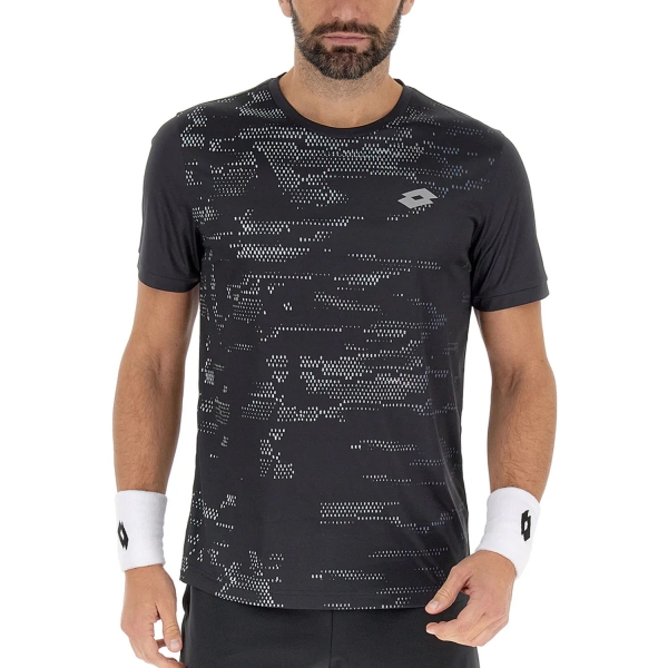 Camiseta Padel Hombre Lotto Superrapida Camiseta  All Black/Silver Metal 2204691MY
