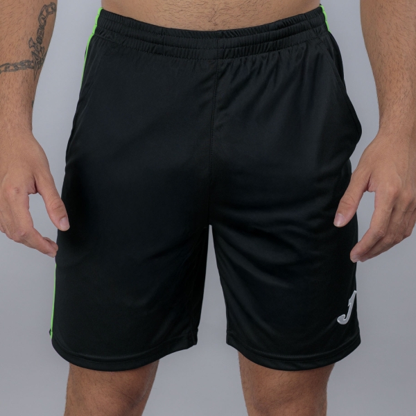 Shorts Padel Hombre Joma Open III 7in Shorts  Black/Fluor Green 102252.117