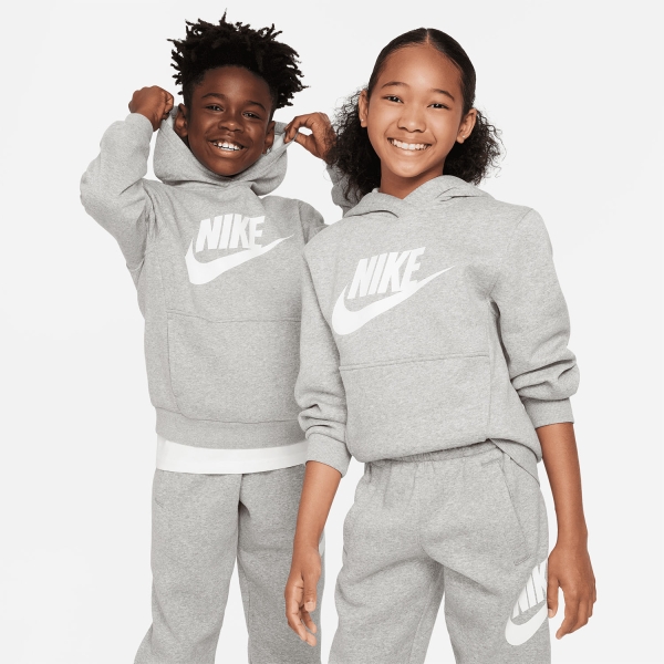 Nike Club Pro Felpa Bambini - Dark Grey Heather/White