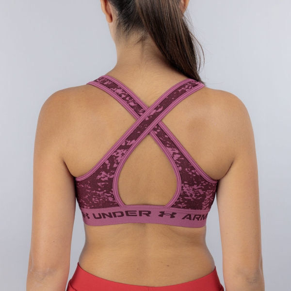 Under Armour Crossback Mid Print Sujetador Deportivo - Fuchsia Dusk/Dark Maroon