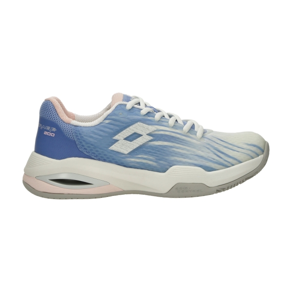 Women's Padel Shoes Lotto Mirage 200 II PRT Clay  Serenity Blue/All White/Perfume Rose 222181D12