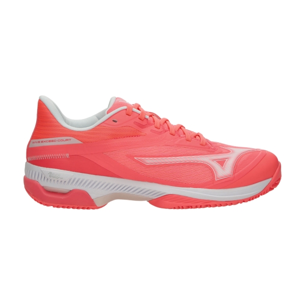 Women's Padel Shoes Mizuno Wave Exceed Court Clay  Striking Coral/White/Barely Pink 61GC252166