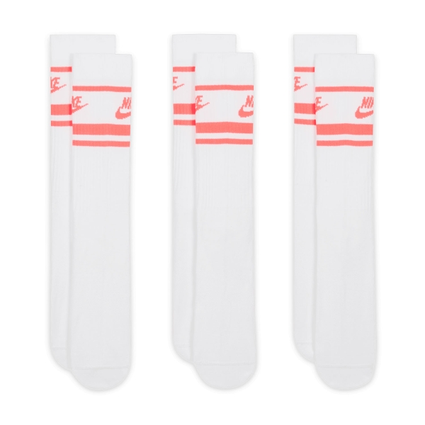 Calze Padel Nike Sportswear Everyday Essential x 3 Calze  White/Hot Punch DX5089100
