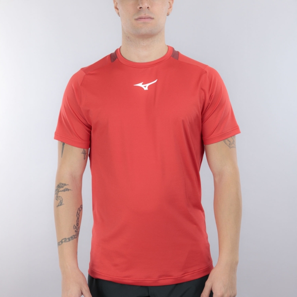 Men's T-Shirt Padel Mizuno Logo TShirt  Fierry Red 62GAA00164