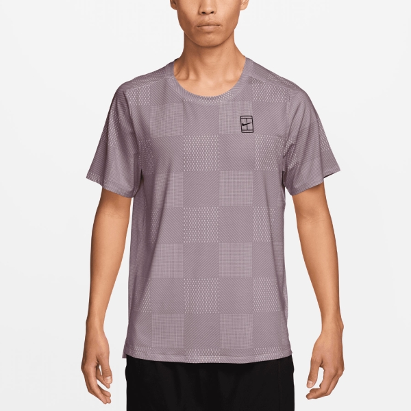 Men's T-Shirt Padel Nike Court Advantage Printed TShirt  Light Violet Ore/Black IB1064226