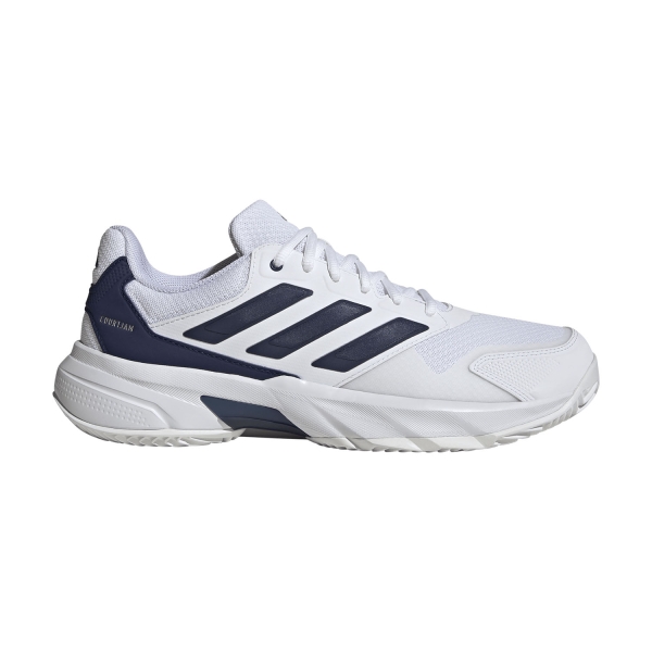 Men's Padel Shoes adidas Courtjam Control 3 Clay  FTWR WHITE/Dark Blue/Cyver Metallic KI3439