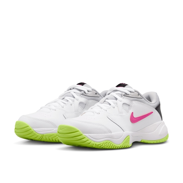 Nike Court Lite 2 Bambini - White/Laser Fuchsia/Hot Lime/Grey Fog