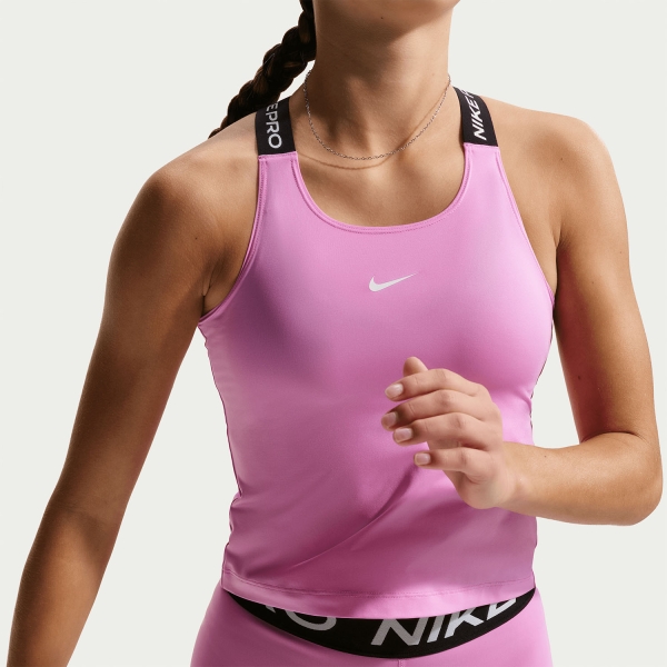 Nike Pro Dri-FIT Canotta Bambina - Light Magenta/Black/White
