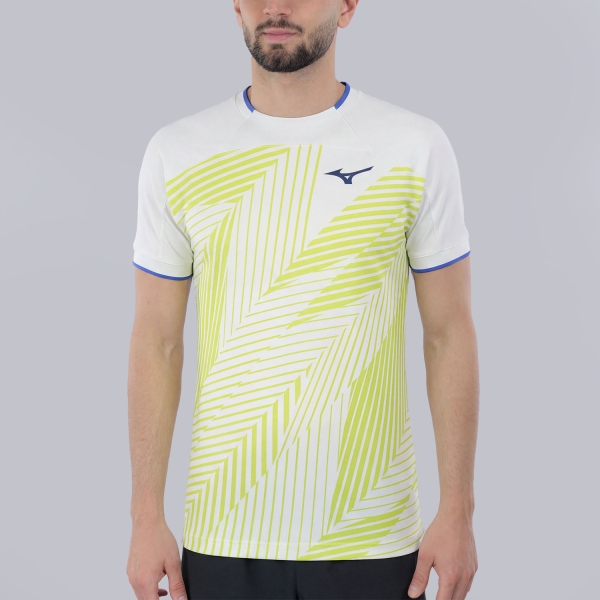 Men's T-Shirt Padel Mizuno Stargazer Shadow Graphic TShirt  White/Yellow 62GAD00374