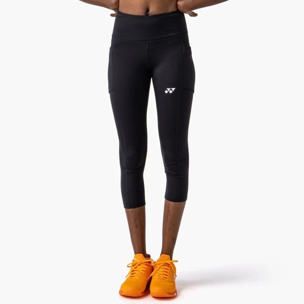 Women's Padel Pants and Tights Yonex Practice 2/3 Tights  Black ABDPY42029N