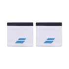 Babolat Logo Small Wristbands - White/Drive Blue Babolat Logo Small Wristbands - White/Drive Blue