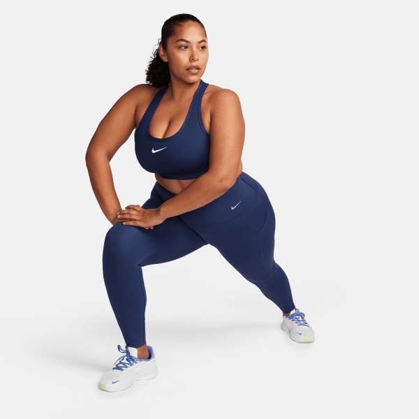 Nike Swoosh Dri-FIT Sujetador Deportivo - Midnight Navy/White
