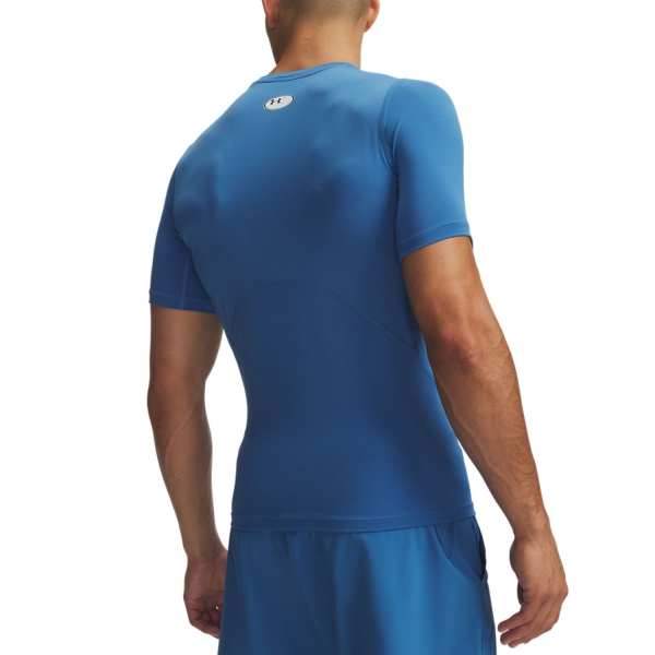 Under Armour HeatGear Compression T-Shirt - Aegean Blue/White