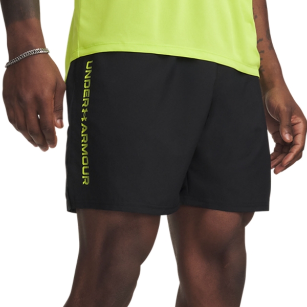 Shorts Padel Hombre Under Armour Woven Split 9in Shorts  Black/Green Citrine 13833560013