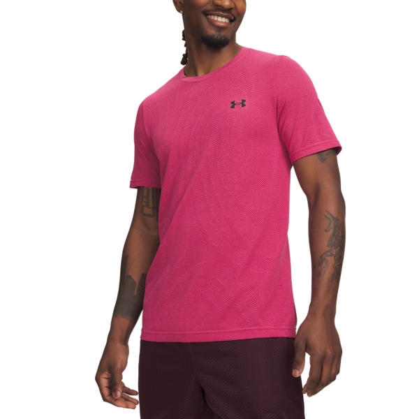 Men's T-Shirt Padel Under Armour Vanish Seamless TShirt  Pink Frenzy/Ultimate Black 60106030637