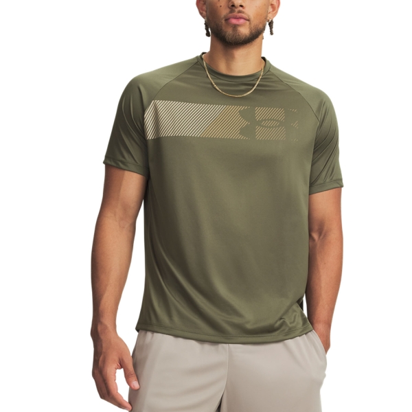Men's T-Shirt Padel Under Armour Tech Graphic TShirt  Marine Od Green/City Khaki 60147330390