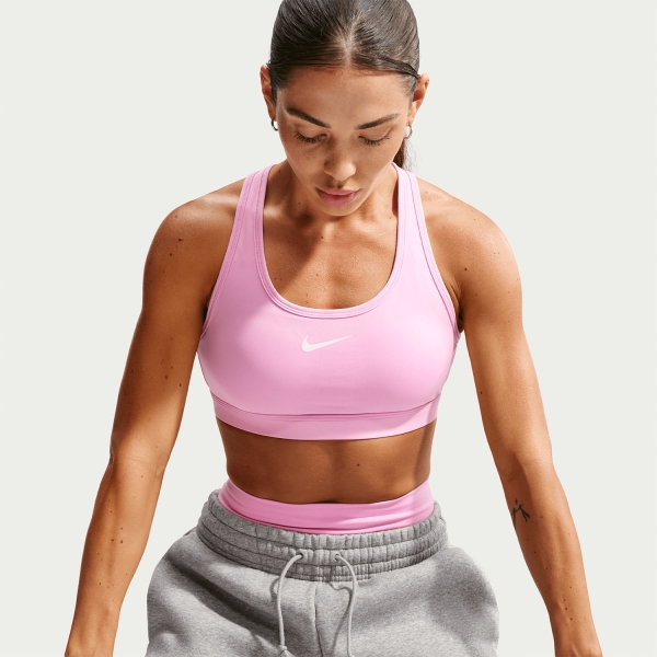 Nike Swoosh Dri-FIT Sports Bra - Pink Rise/White