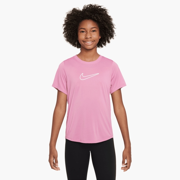 Girl's Padel Tanks and Shirts Nike DriFIT One TShirt Girl  Pink Rise/White FZ5600621