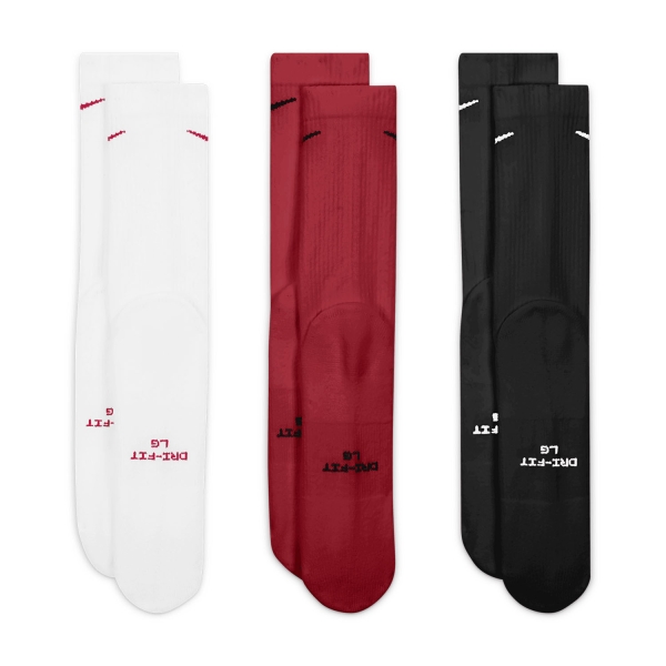 Nike Everyday Elevated x 3 Calcetines - White/Burgundy/Black