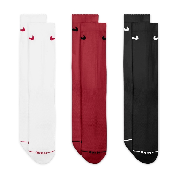 Calcetines Padel Nike Everyday Elevated x 3 Calcetines  White/Burgundy/Black HQ4335914