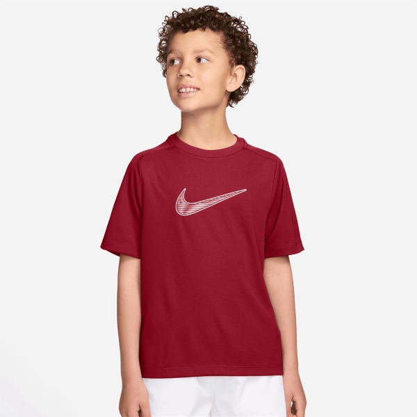 Boy's Padel Polos and Shirt Nike Multi Swoosh TShirt Boy  Tough Red/White IF2430608