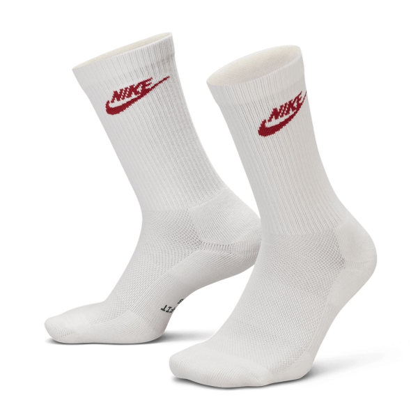 Calcetines Padel Nike Everyday Elevated DriFIT Crew x 3 Calcetines  White/Red IH8522906