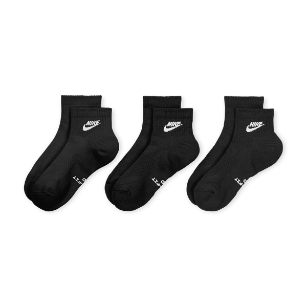 Nike Everyday Elevated Dri-FIT Ankle x 3 Calcetines - Black