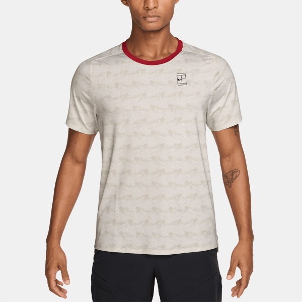 Men's T-Shirt Padel Nike Court Advantage TShirt  Light Bone/Tough Red/Black IM6084072