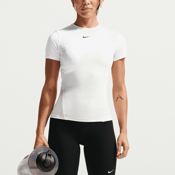 Women's Padel T-Shirt and Polo Nike One TShirt  White/Black IR1895100