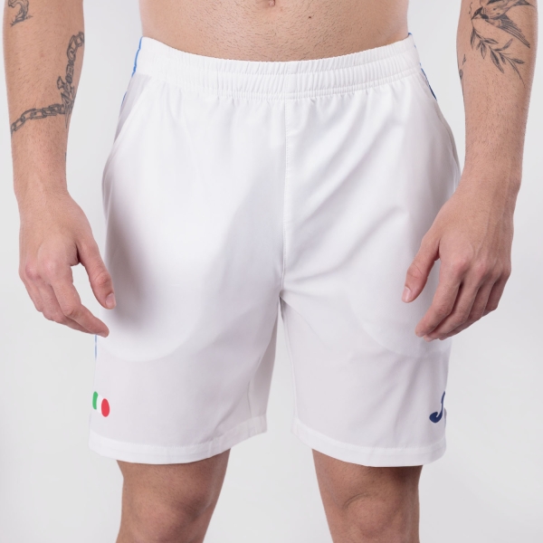 Shorts Padel Hombre Joma FITP Logo 7in Shorts  White SW11201D0101