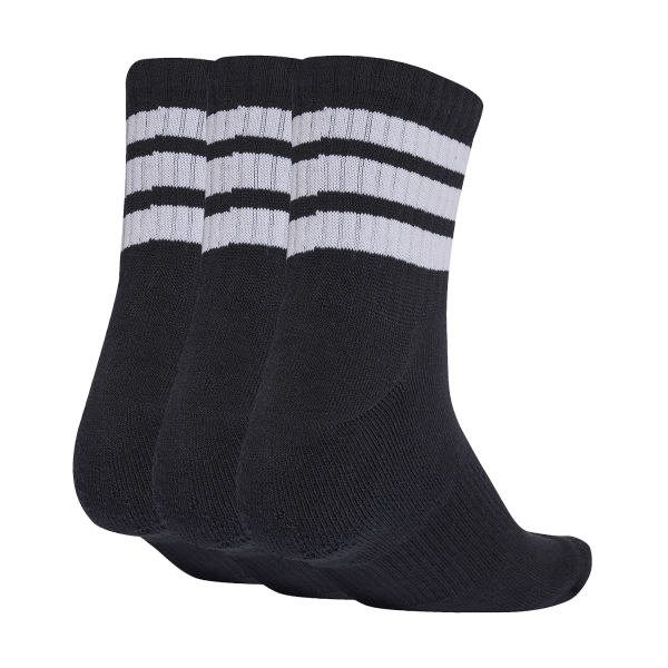 adidas 3 Stripes Cushioned x 3 Socks - Black/White