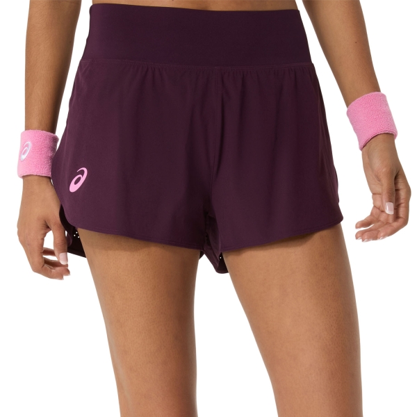 Women's Padel Skirts and Shorts ASICS Match Laser Cut 2in Shorts  Dark Aubergine 2042A457500
