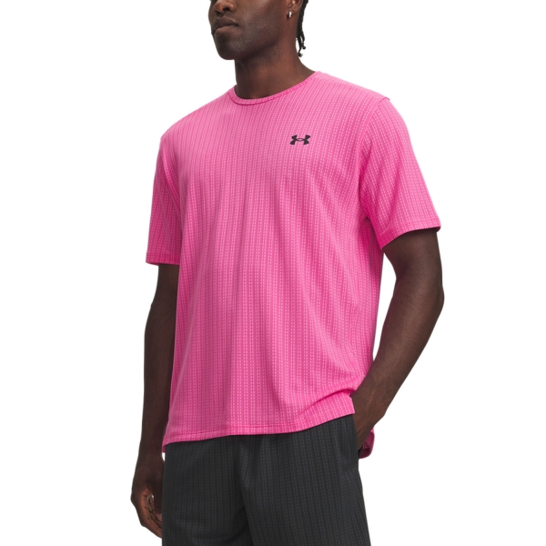 Men's T-Shirt Padel Under Armour Tech Vent Jacquard TShirt Pink Frenzy/Ultimate Black 60137940637