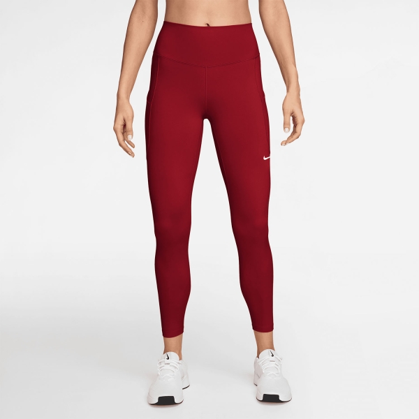 Women's Padel Pants and Tights Nike One Logo 7/8 Tights  Tough Red/White FN3241608